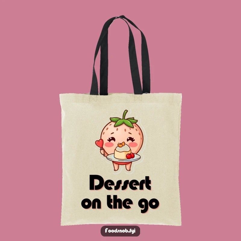Funny Strawberry Dessert Tote Bag - Cute Carryall Gift