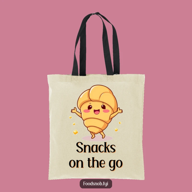 Funny Croissant Dance Tote Bag, Carry Your Breakfast Joy
