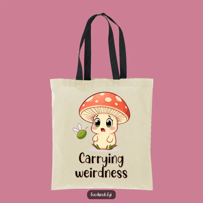 Funny Mushroom Tote Bag: Olive Fly-By Surprise! Hilarious & Practical Gift!