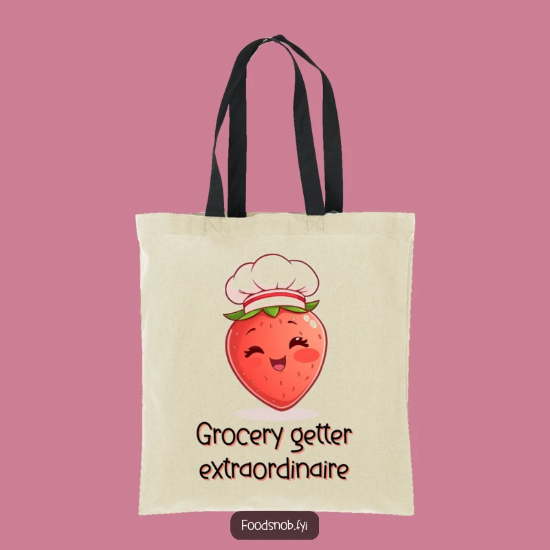 Funny Tote Bag: Chef Strawberry Wink for Grocery Adventures